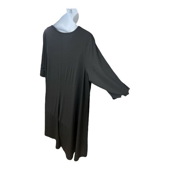 Roamans Black Shift Dress Plus Size 2X(26/28) 3/4-Sleeve Scoop-Neck Stretch - Picture 7 of 15